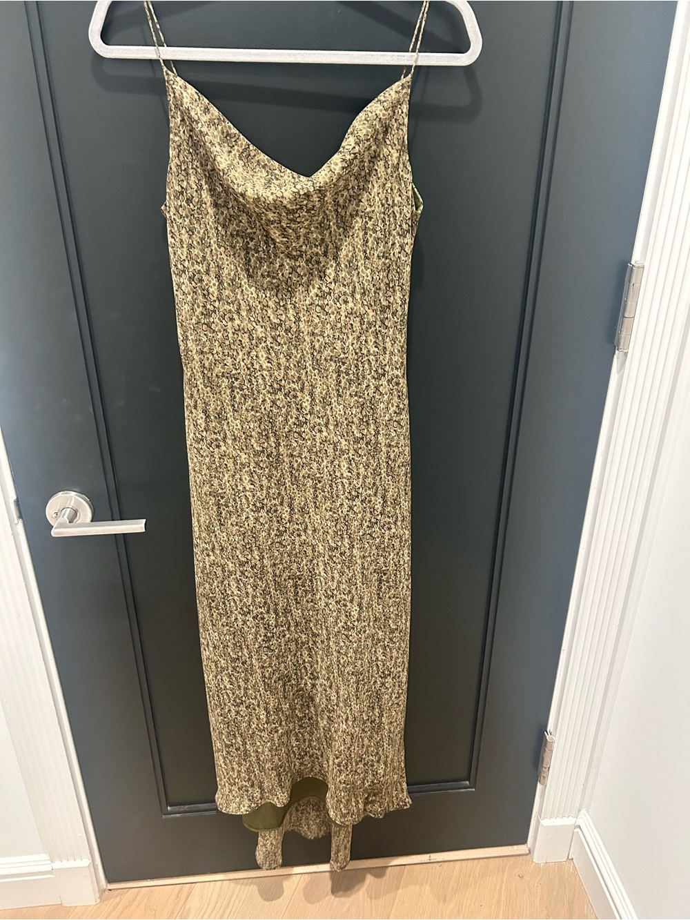 Vintage Green / Gold Cowl Neck Maxi Slip Dress